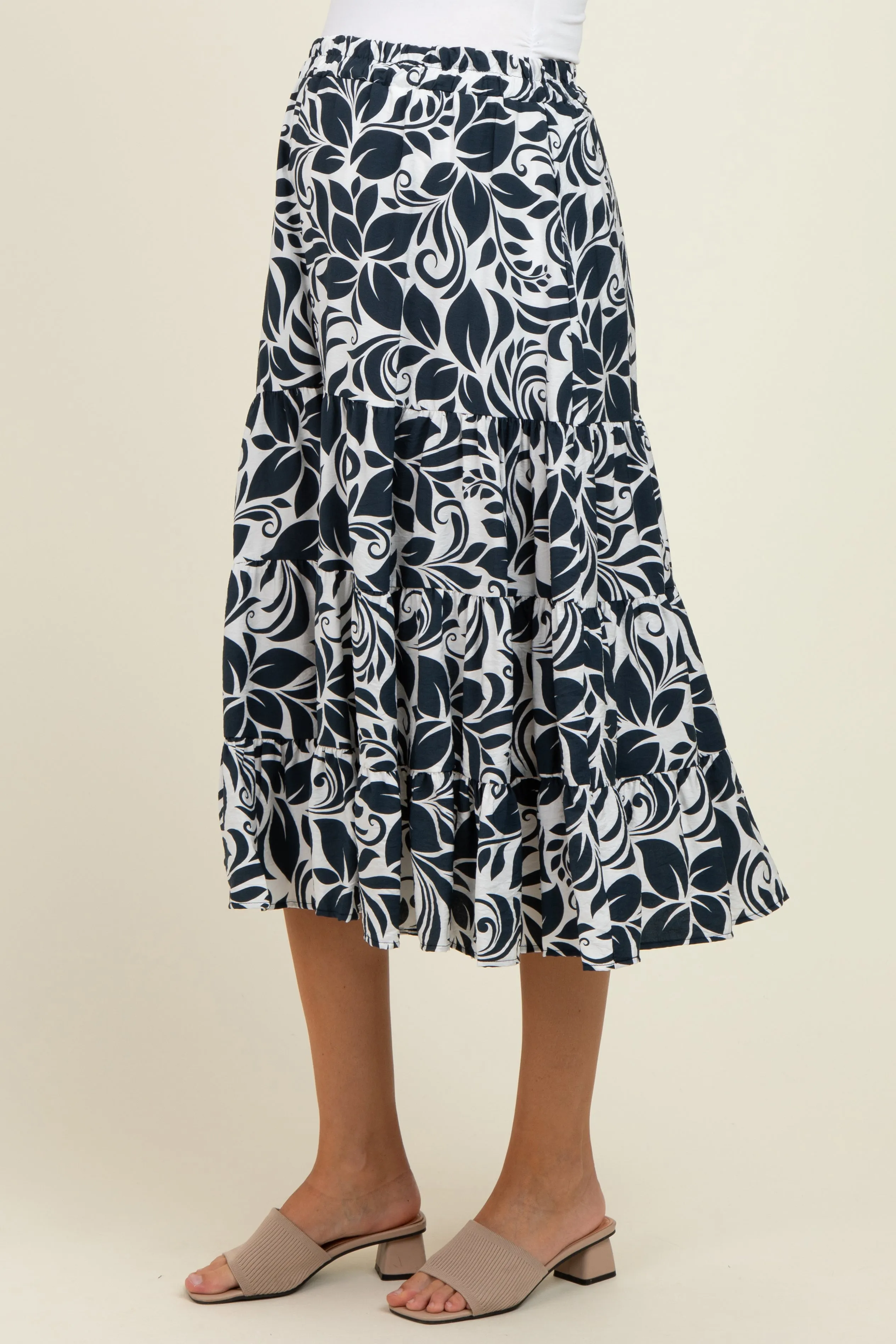 Charcoal Floral Tiered Maternity Maxi Skirt sold by Pinkblush product image thumbnail 4