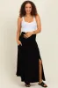 Black Foldover Waist Side Slit Maternity Maxi Skirt sold by Pinkblush