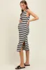 Black Multi-Stripe Ribbed Sleeveless Cutout Maternity Midi Dress sold by Pinkblush