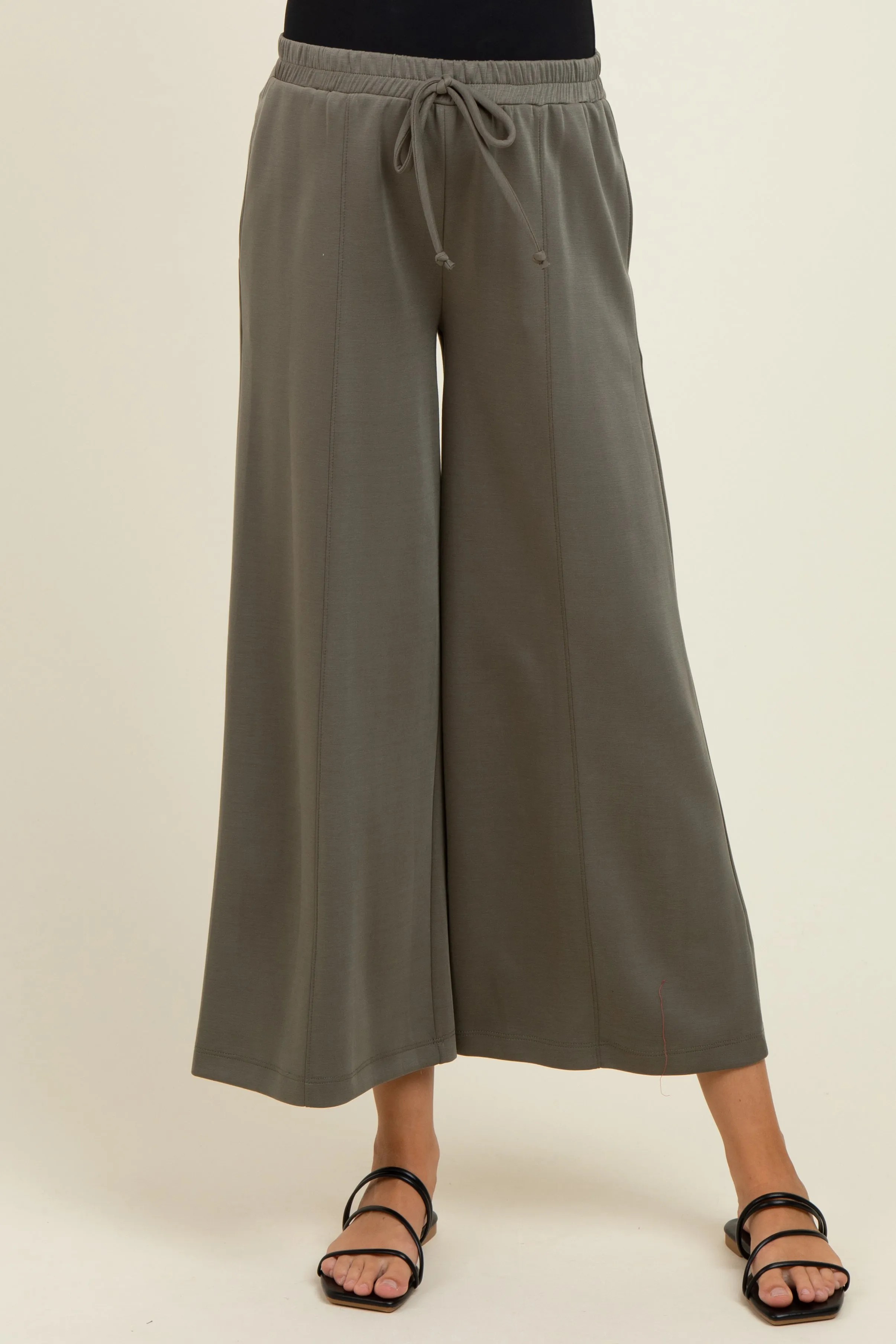 Olive Drawstring Wide Leg Maternity Pants sold by Pinkblush product image thumbnail 3