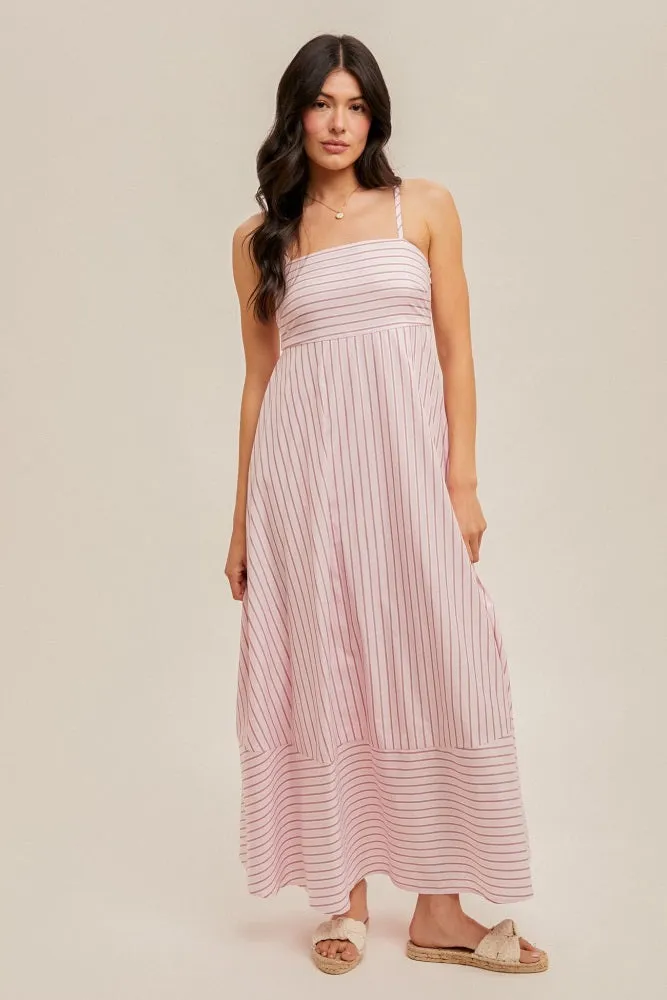 Light Pink Spaghetti Strap Stripe Maternity Maxi Dress sold by Pinkblush product image thumbnail 4