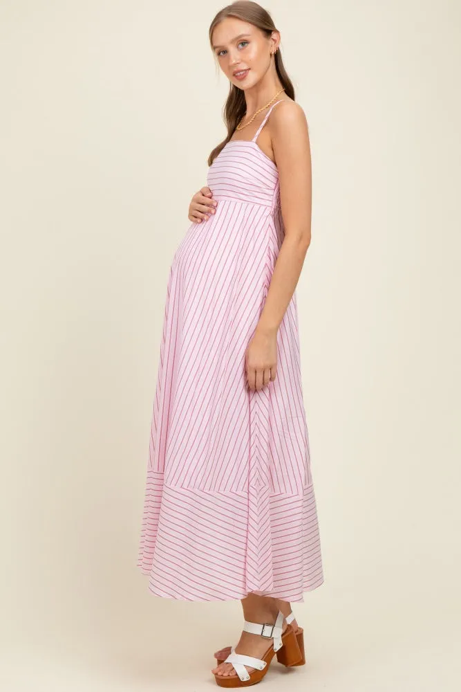Light Pink Spaghetti Strap Stripe Maternity Maxi Dress sold by Pinkblush product image thumbnail 2