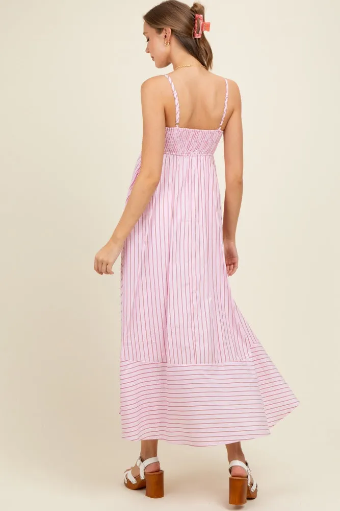 Light Pink Spaghetti Strap Stripe Maternity Maxi Dress sold by Pinkblush product image thumbnail 3