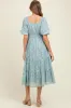 Light Blue Textured Floral Short Sleeve Maternity Midi Dress sold by Pinkblush