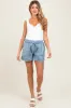 Light Blue Chambray Smocked Drawstring Waist Maternity Shorts sold by Pinkblush