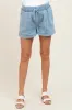 Light Blue Chambray Smocked Drawstring Waist Maternity Shorts sold by Pinkblush