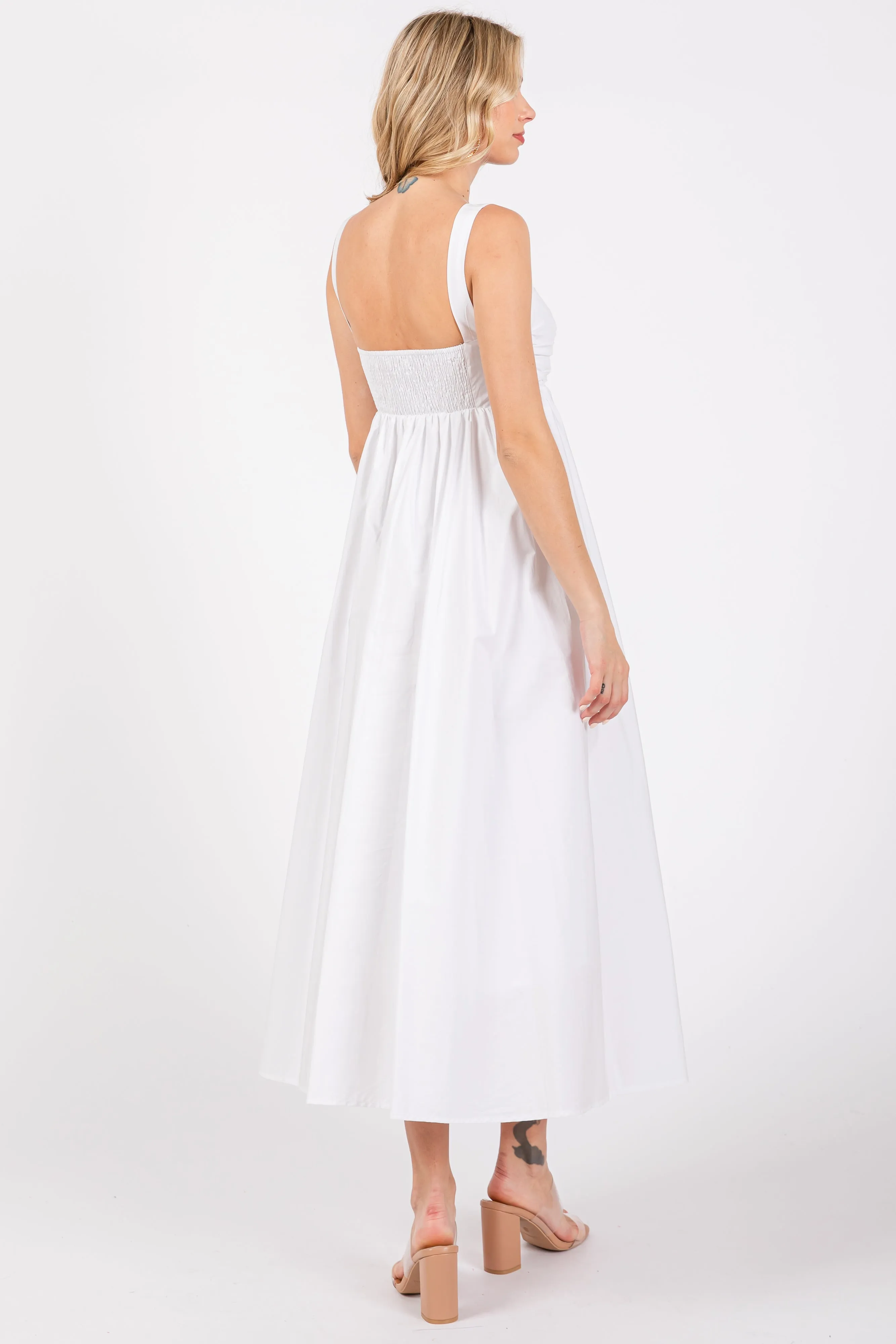 White Front Tie Sleeveless Midi Dress sold by Pinkblush product image thumbnail 4