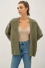 Olive Crochet Knit Scallop Detail Open Cardigan sold by Pinkblush