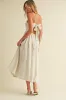 Beige Linen Ribbon Pattern Embroidered Midi Dress sold by Pinkblush