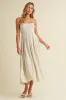 Beige Linen Ribbon Pattern Embroidered Midi Dress sold by Pinkblush