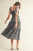 Navy Tie Shoulder Detail Floral Midi Dress sold by Pinkblush
