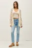 Cream Fine Knit Striped Open Cardigan sold by Pinkblush