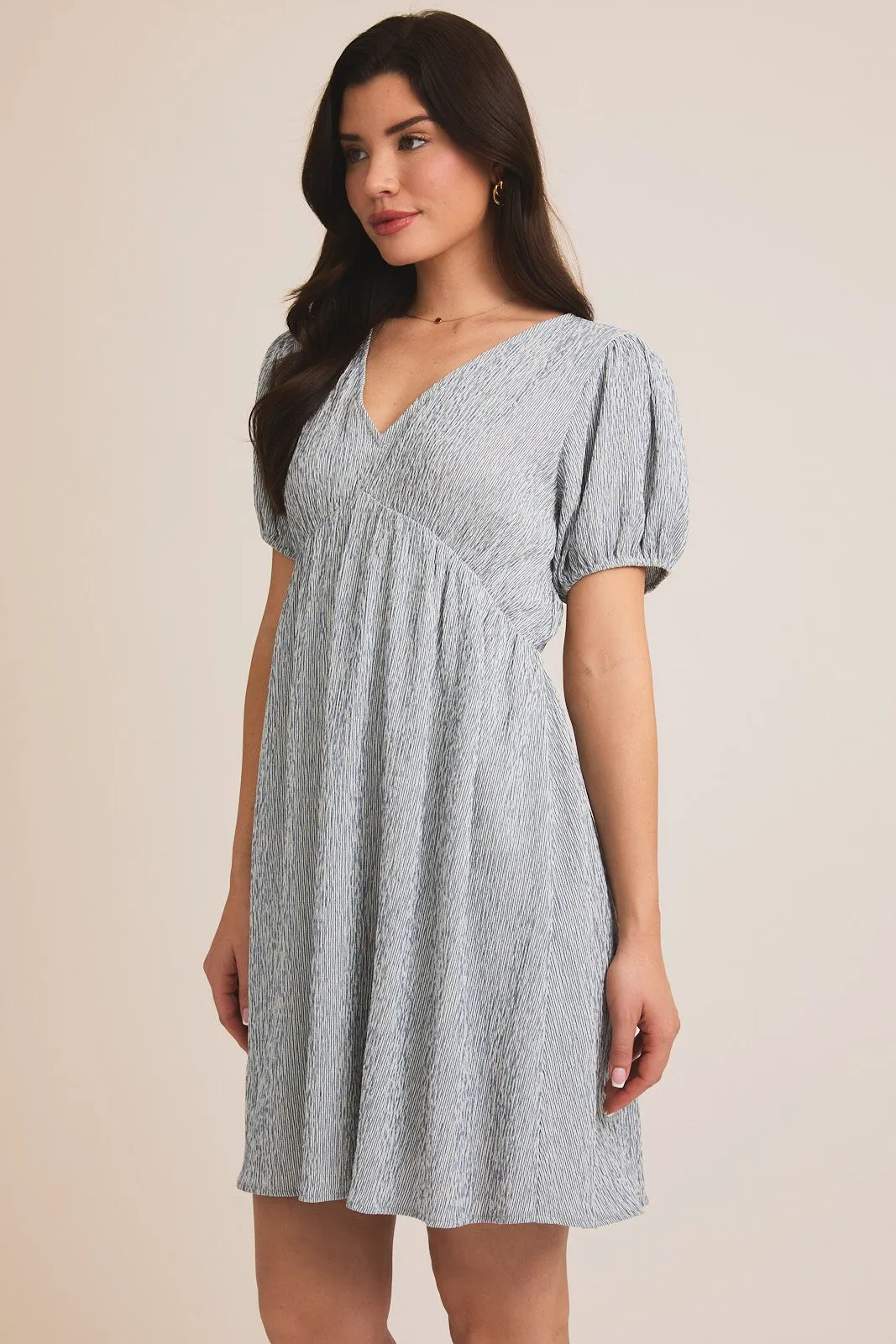 Navy Stripe Back Button Up Cutout Mini Dress sold by Pinkblush product image thumbnail 2