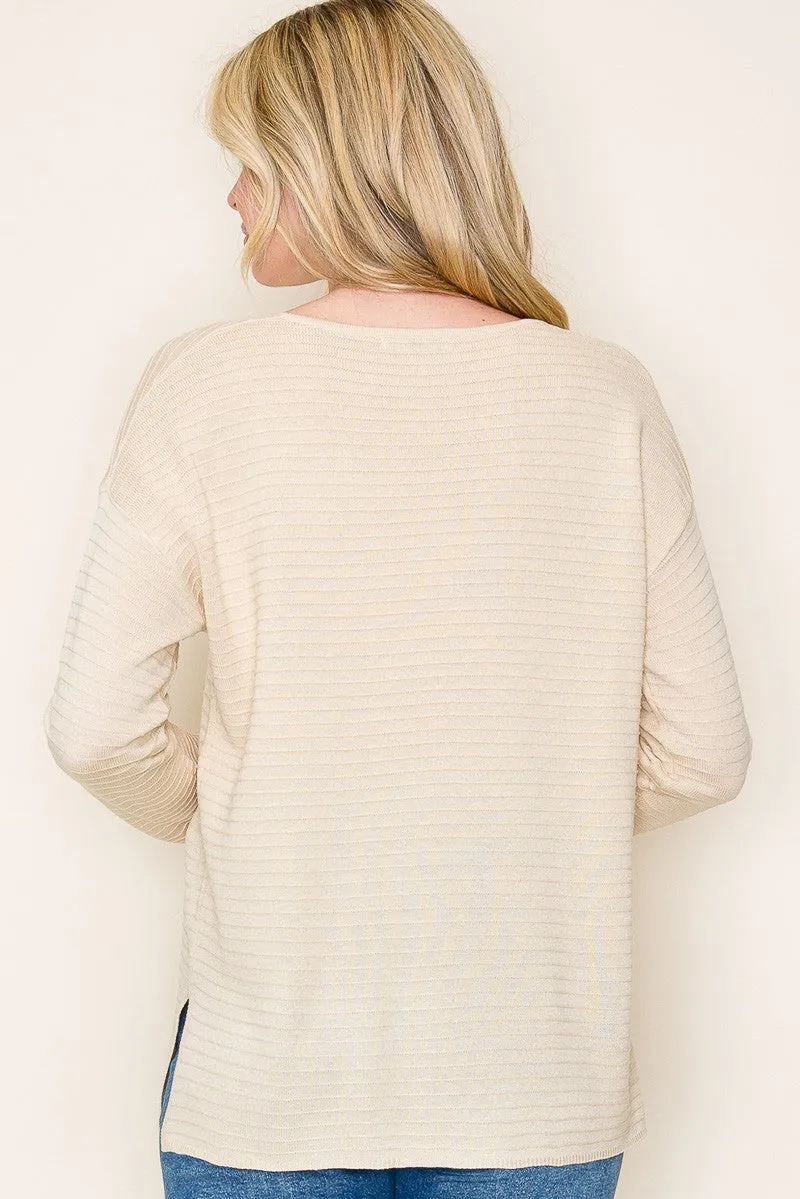 Cream Striped Knit Long Sleeve Top sold by Pinkblush product image thumbnail 4