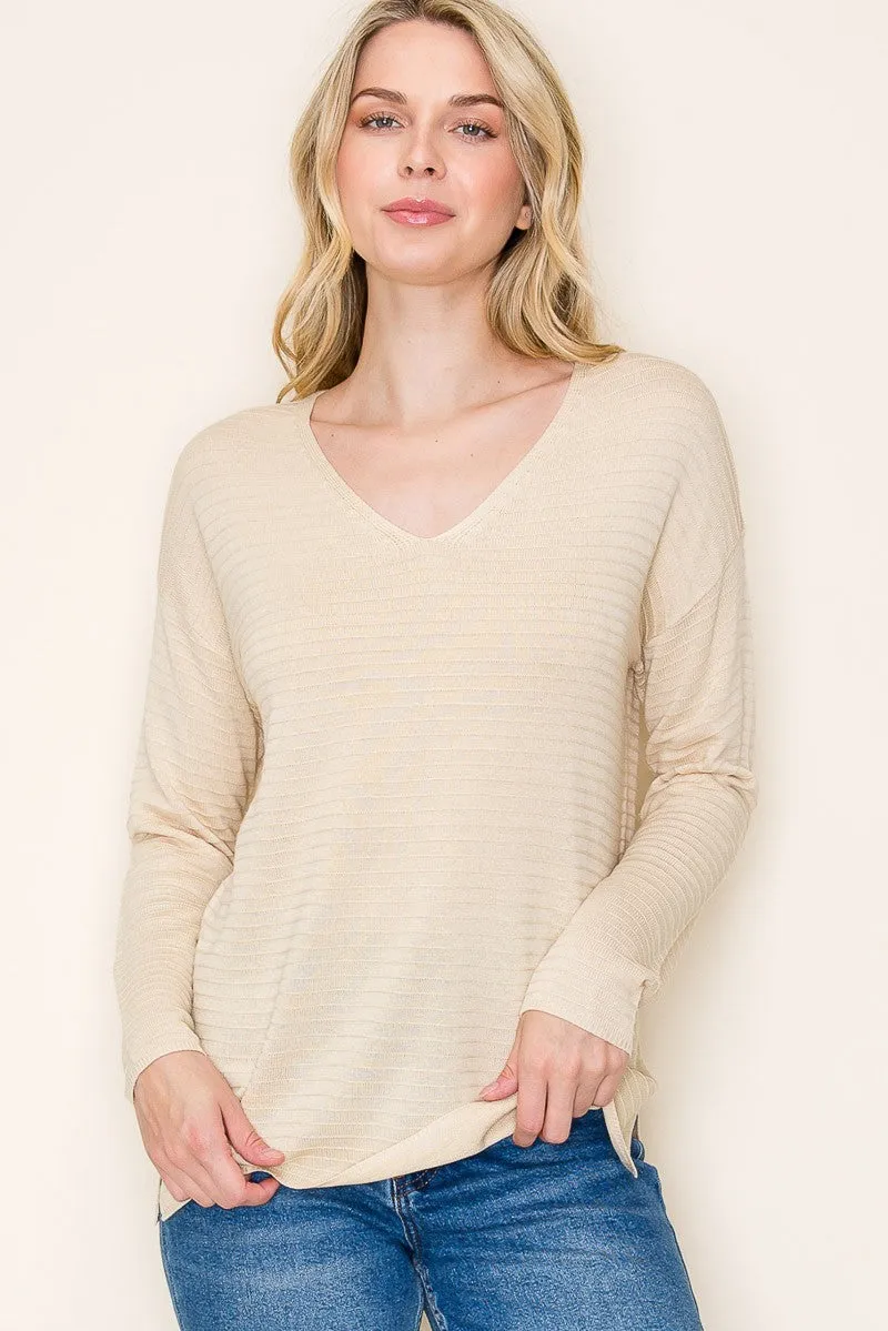 Cream Striped Knit Long Sleeve Top sold by Pinkblush product image thumbnail 2