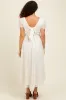 Cream Embroidered Lace Cutout Maternity Midi Dress sold by Pinkblush