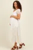 Cream Embroidered Lace Cutout Maternity Midi Dress sold by Pinkblush
