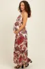 Cream Floral Back Cutout Tie Back Maternity Maxi Dress sold by Pinkblush