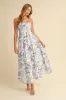 Blue Spaghetti Strap Printed A-Line Maternity Midi Dress sold by Pinkblush
