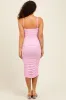 Light Pink Ruched Mesh Sleeveless Maternity Midi Dress sold by Pinkblush