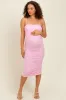 Light Pink Ruched Mesh Sleeveless Maternity Midi Dress sold by Pinkblush