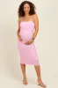 Light Pink Ruched Mesh Sleeveless Maternity Midi Dress sold by Pinkblush