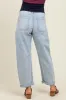 Light Blue Rolled Cuff Barrel Leg Maternity Jeans sold by Pinkblush