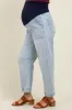 Light Blue Rolled Cuff Barrel Leg Maternity Jeans sold by Pinkblush