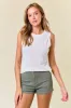 Ivory Textured Rib Ruffle Detail Tank Top sold by Pinkblush