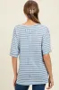 Blue Striped Oversized V-Neck Front Pocket Maternity T-Shirt sold by Pinkblush