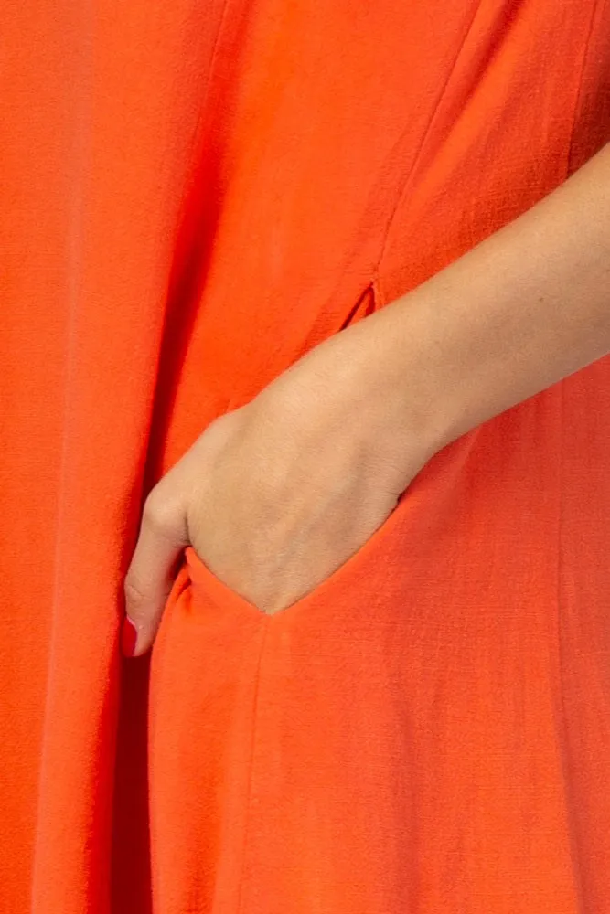 Coral Fringe Linen Dress sold by Pinkblush product image thumbnail 4