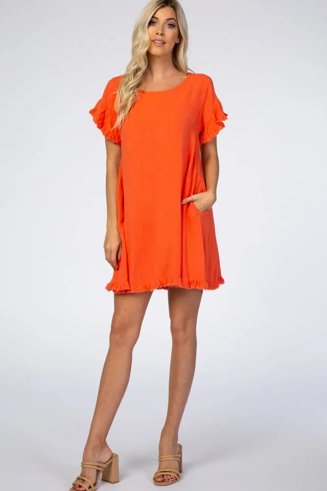 Coral Fringe Linen Dress sold by Pinkblush product image thumbnail 5