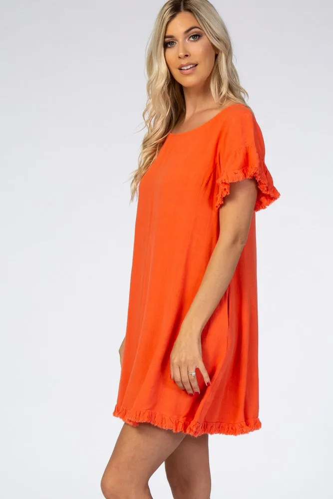 Coral Fringe Linen Dress sold by Pinkblush product image thumbnail 2