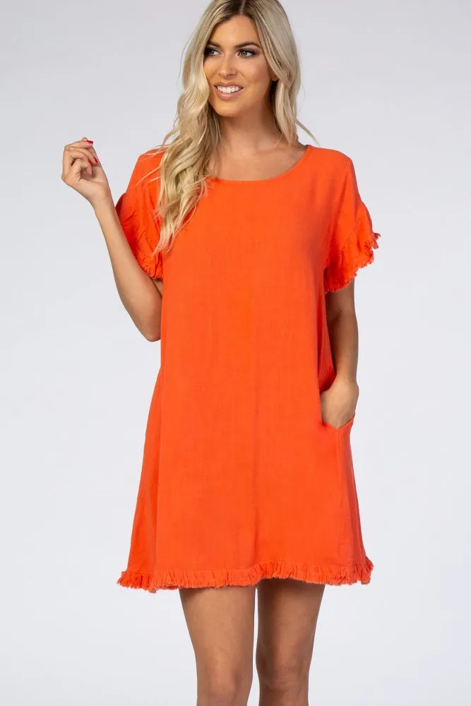 Coral Fringe Linen Maternity Dress sold by Pinkblush product image thumbnail 5