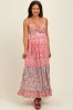 Pink Floral Twist Front Cut Out Tiered Maternity Maxi Dress sold by Pinkblush