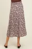 Brown Floral Smocked Waist Side Slit Maternity Skirt sold by Pinkblush