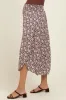 Brown Floral Smocked Waist Side Slit Maternity Skirt sold by Pinkblush