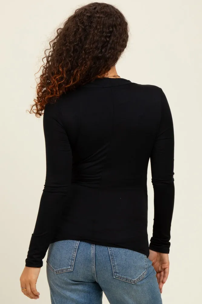 Black Long Sleeve Wrap Front Maternity Nursing Top sold by Pinkblush product image thumbnail 3