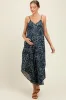 Charcoal Leaf Print Tulip Hem Maternity Jumpsuit sold by Pinkblush