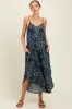 Charcoal Leaf Print Tulip Hem Maternity Jumpsuit sold by Pinkblush