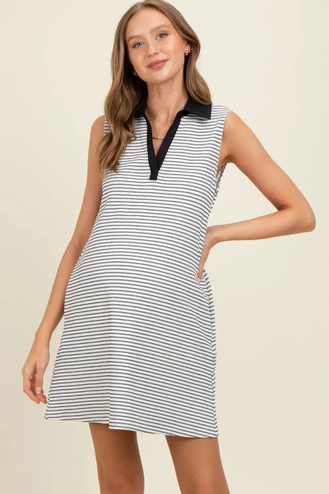 Black Striped Sleeveless Casual Maternity Mini Dress sold by Pinkblush product image thumbnail 2