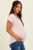 Light Pink Terry Short Sleeve Maternity Top sold by Pinkblush