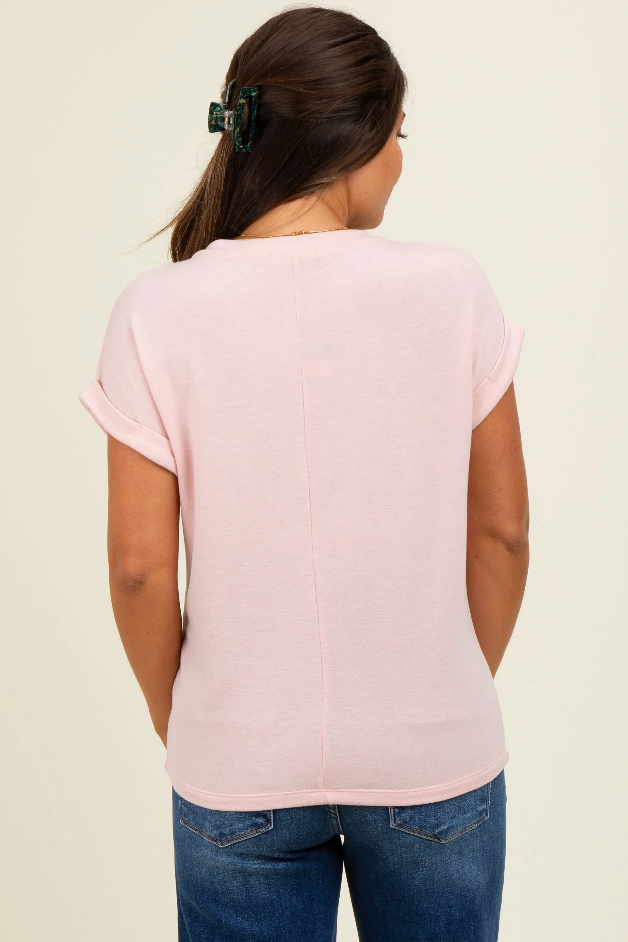 Light Pink Terry Short Sleeve Maternity Top sold by Pinkblush product image thumbnail 4