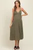 Olive/White Linen Striped Maternity Midi Dress sold by Pinkblush
