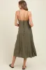 Olive/White Linen Striped Maternity Midi Dress sold by Pinkblush