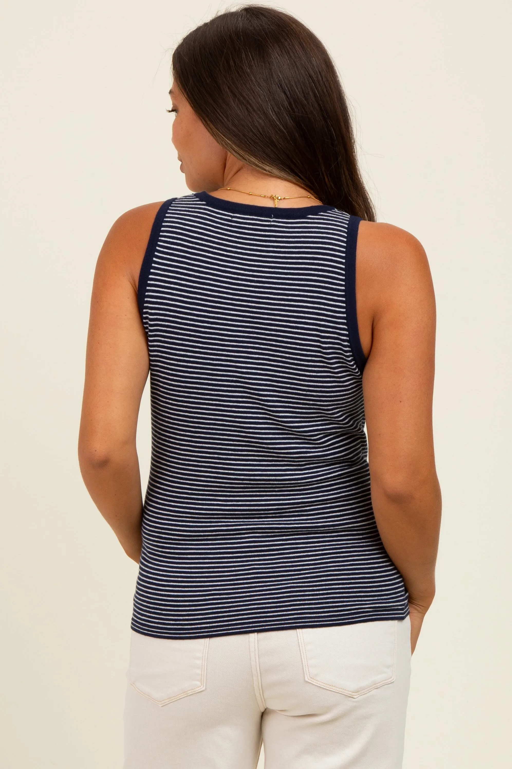 Navy Striped Knit Maternity Tank sold by Pinkblush product image thumbnail 4