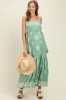 Mint Border Print Sleeveless Tiered Maternity Maxi Dress sold by Pinkblush