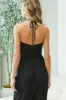 Black Halter Cinched Jumpsuit sold by Pinkblush