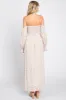Cream Floral Square Neck Smocked Long Sleeve Maxi Dress sold by Pinkblush