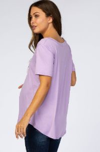 Lavender V-Neck Short Sleeve Maternity Top sold by Pinkblush